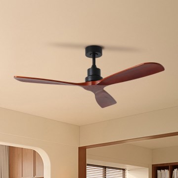 ZEVENTI - Stropni ventilator LIONI Wi-Fi Tuya črna/hrast + Daljinski upravljalnik