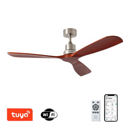 ZEVENTI - Stropni ventilator LIONI Wi-Fi Tuya mat krom/hrast + Daljinski upravljalnik