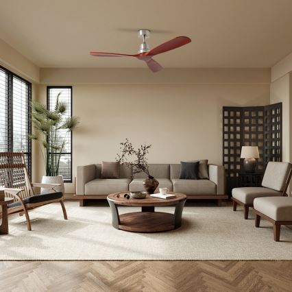 ZEVENTI - Stropni ventilator LIONI Wi-Fi Tuya mat krom/hrast + Daljinski upravljalnik
