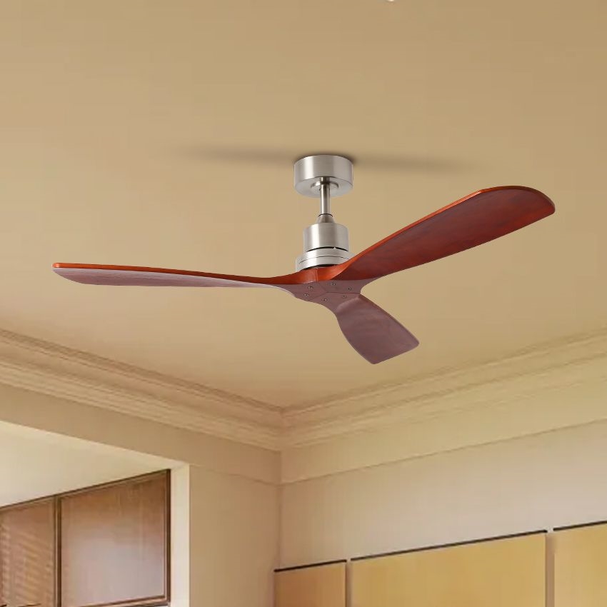 ZEVENTI - Stropni ventilator LIONI Wi-Fi Tuya mat krom/hrast + Daljinski upravljalnik