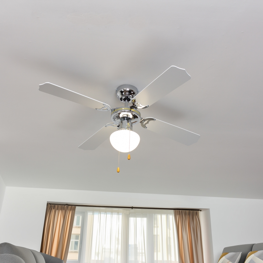 ZEVENTI - Stropni ventilator NAVAGIO 1xE27/60W/230V črna/bela