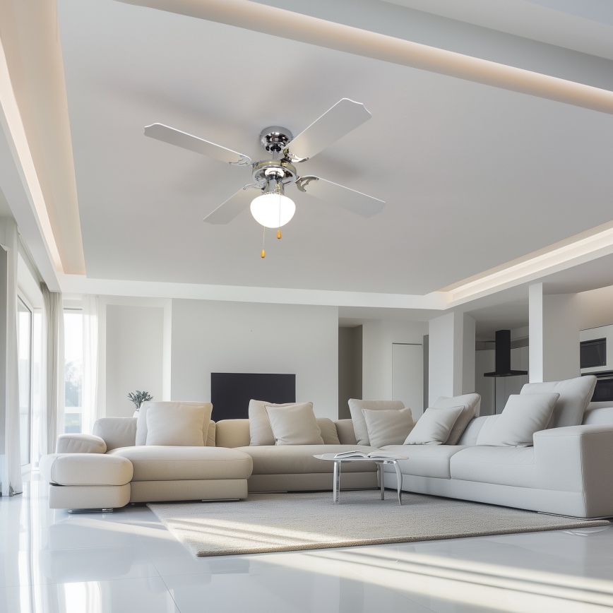 ZEVENTI - Stropni ventilator NAVAGIO 1xE27/60W/230V črna/bela