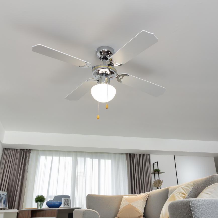 ZEVENTI - Stropni ventilator NAVAGIO 1xE27/60W/230V črna/bela