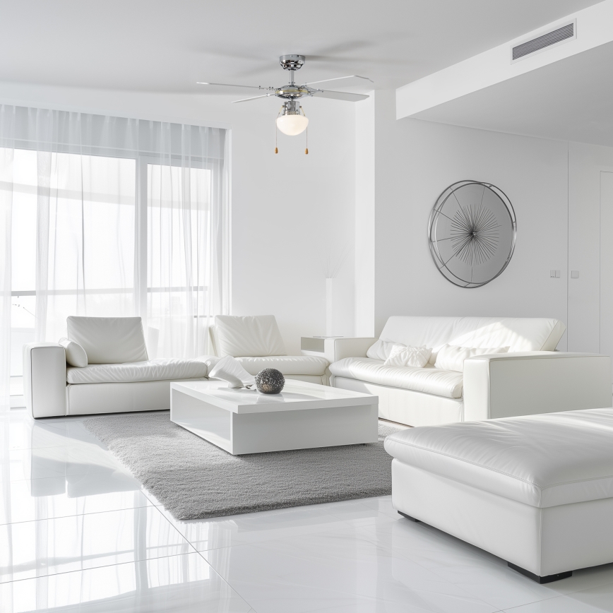 ZEVENTI - Stropni ventilator NAVAGIO 1xE27/60W/230V črna/bela