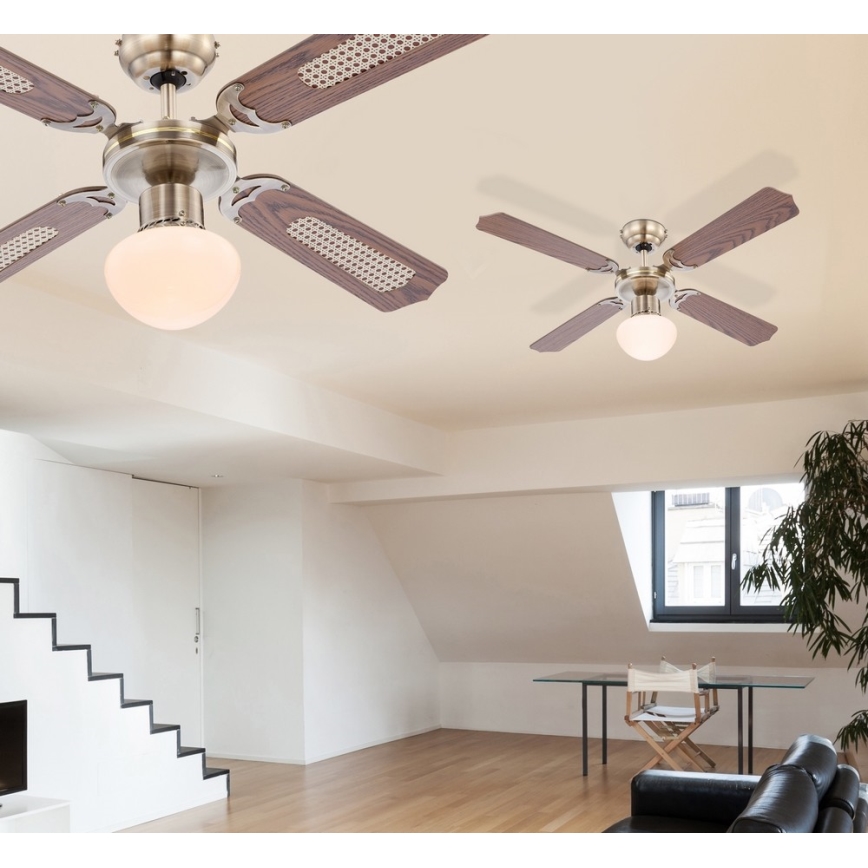 ZEVENTI - Stropni ventilator NAVAGIO 1xE27/60W/230V rjava