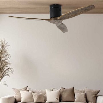 ZEVENTI - Stropni ventilator SPELLO Wi-Fi Tuya črna/hrast + Daljinski upravljalnik