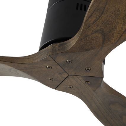 ZEVENTI - Stropni ventilator SPELLO Wi-Fi Tuya črna/hrast + Daljinski upravljalnik