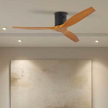 ZEVENTI - Stropni ventilator SPELLO Wi-Fi Tuya črna/hrast + Daljinski upravljalnik
