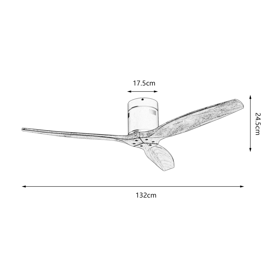 ZEVENTI - Stropni ventilator SPELLO Wi-Fi Tuya mat krom/hrast + Daljinski upravljalnik