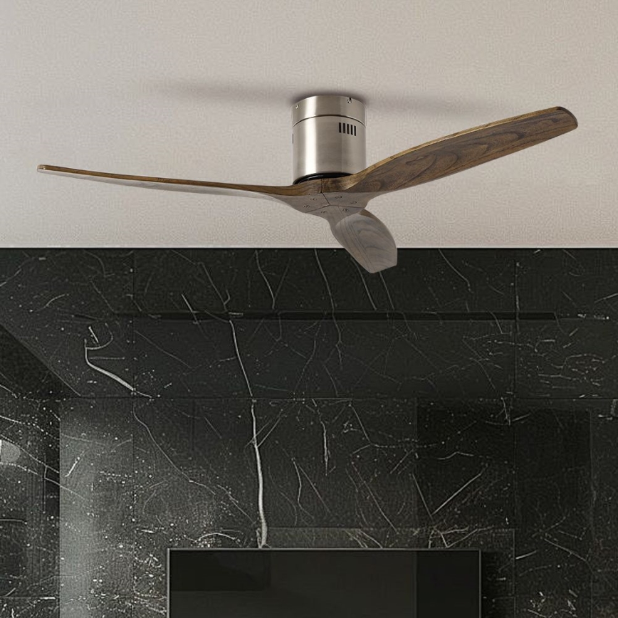 ZEVENTI - Stropni ventilator SPELLO Wi-Fi Tuya mat krom/hrast + Daljinski upravljalnik