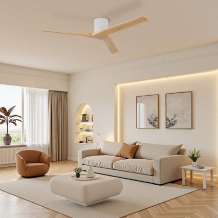 ZEVENTI - Stropni ventilator VELLON Wi-Fi Tuya bela/paulovnija + daljinski upravljalnik
