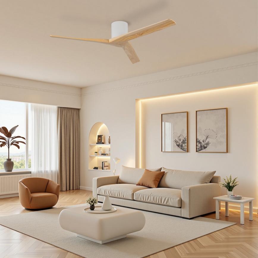 ZEVENTI - Stropni ventilator VELLON Wi-Fi Tuya bela/paulovnija + daljinski upravljalnik