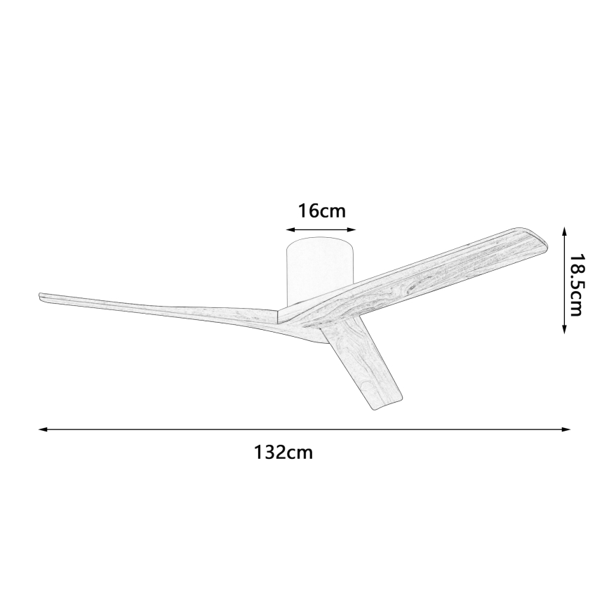 ZEVENTI - Stropni ventilator VELLON Wi-Fi Tuya bela/paulovnija + daljinski upravljalnik