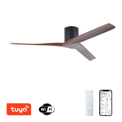 ZEVENTI - Stropni ventilator VELLON Wi-Fi Tuya črna/oreh + daljinski upravljalnik