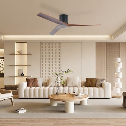 ZEVENTI - Stropni ventilator VELLON Wi-Fi Tuya črna/oreh + daljinski upravljalnik