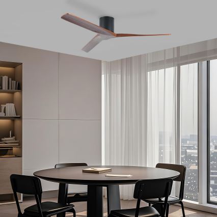 ZEVENTI - Stropni ventilator VELLON Wi-Fi Tuya črna/oreh + daljinski upravljalnik