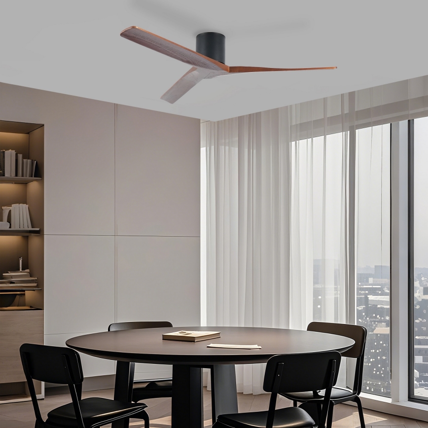 ZEVENTI - Stropni ventilator VELLON Wi-Fi Tuya črna/oreh + daljinski upravljalnik