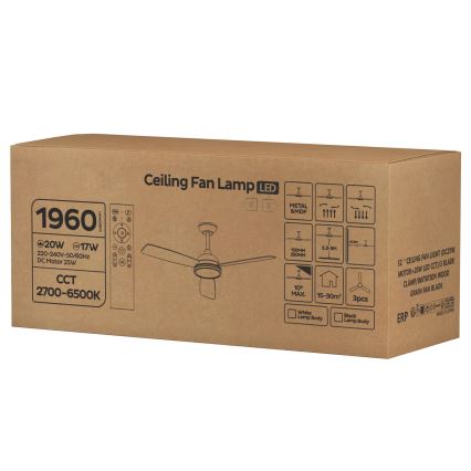 ZEVENTI - LED zatemnljiv stropni ventilator ULUWATU LED/20W/230V 2700-6500K 132 cm rjave barve + daljinski upravljalnik