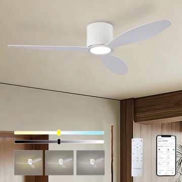 ZEVENTI - Zatemljiv LED stropni ventilator VENTORA LED/24W/230V 3000/4000/6000K Wi-Fi Tuya bela + daljinski upravljalnik