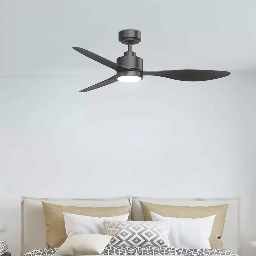 ZEVENTI - LED zatemljiv stropni ventilator ULUWATU LED/20W/230V 2700-6500K 132 cm črna + daljinski upravljalnik