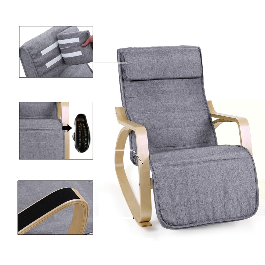 Zibajoči naslanjač RESTLY, siv