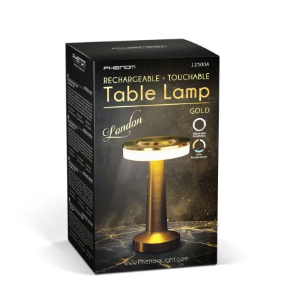 Zatemnjevalna polnilna namizna LED svetilka LONDON LED/2W/5V 2700K/4000K/6500K 400 mAh zlata