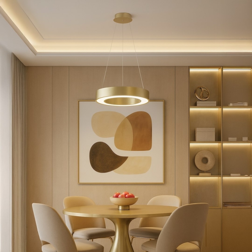 Zlati LED lestenec na lanku UNION LED/40W/230V 3000/4000/6500K, premer 40 cm