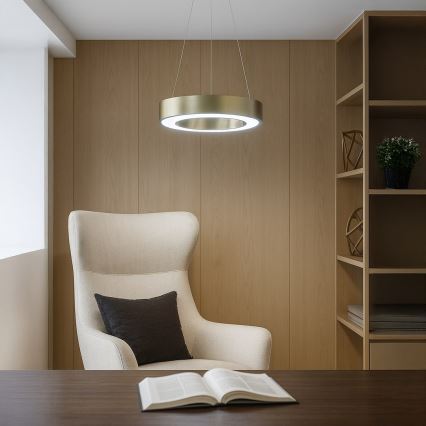 Zlati LED lestenec na lanku UNION LED/40W/230V 3000/4000/6500K, premer 40 cm