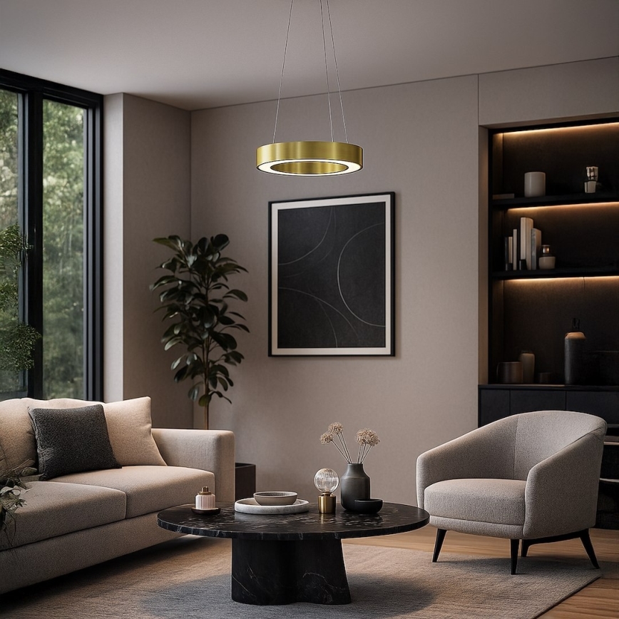 Zlati LED lestenec na lanku UNION LED/40W/230V 3000/4000/6500K, premer 40 cm