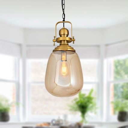 Zlati lestenec na verigi BOTTLE 1xE27/40W/230V