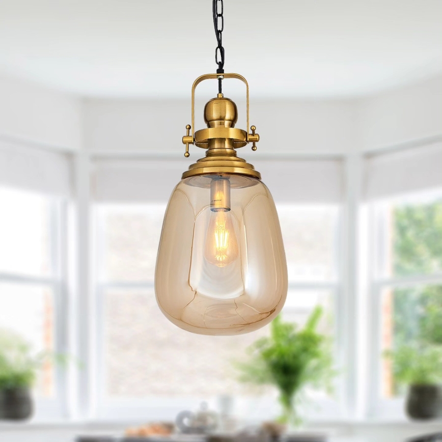 Zlati lestenec na verigi BOTTLE 1xE27/40W/230V