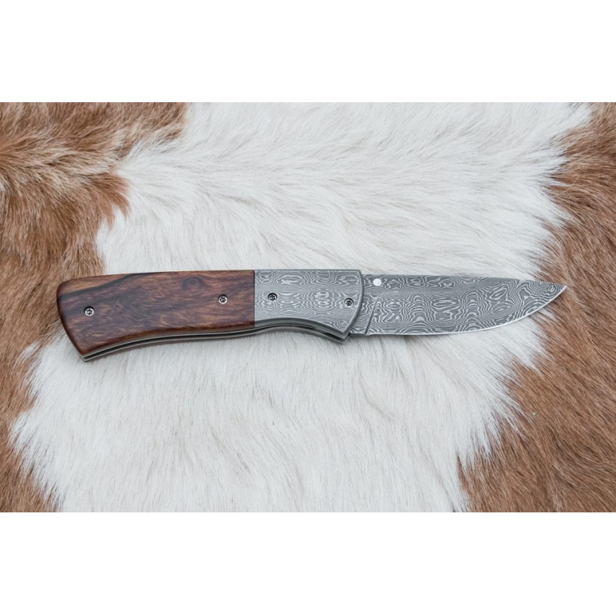 Zložljiv nož iz damaščanskega jekla 8 cm ironwood
