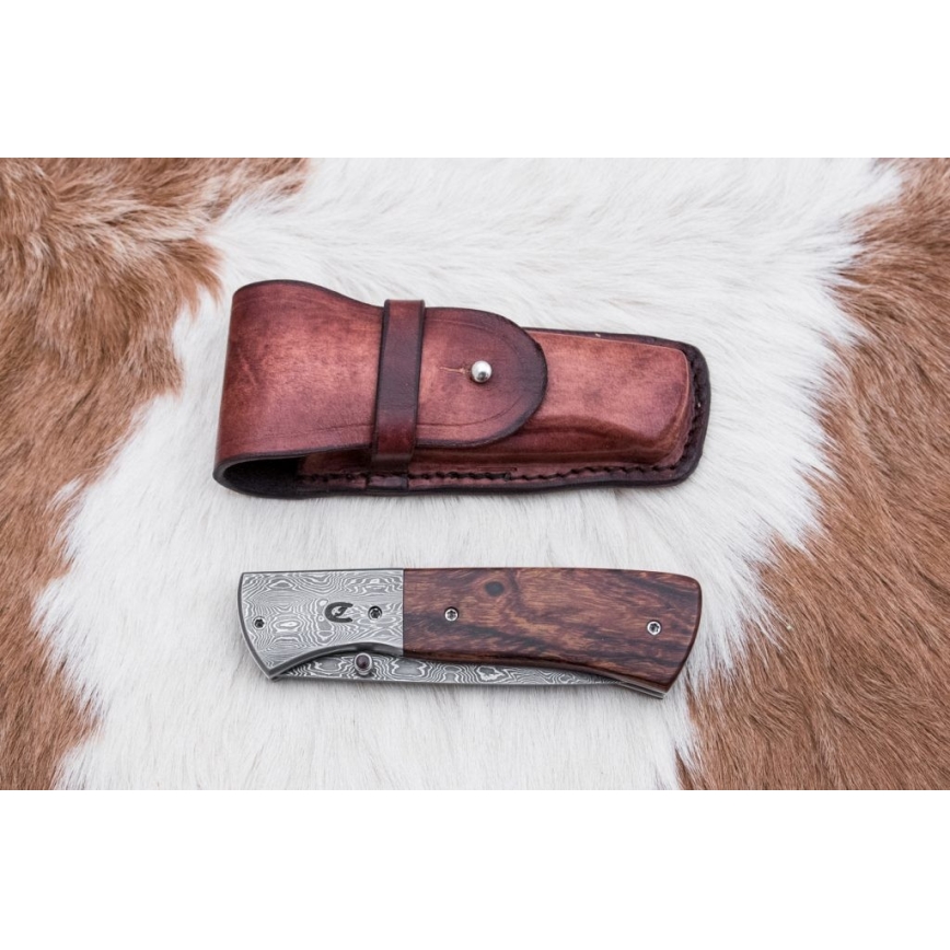Zložljiv nož iz damaščanskega jekla 8 cm ironwood