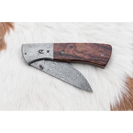 Zložljiv nož iz damaščanskega jekla 8 cm ironwood