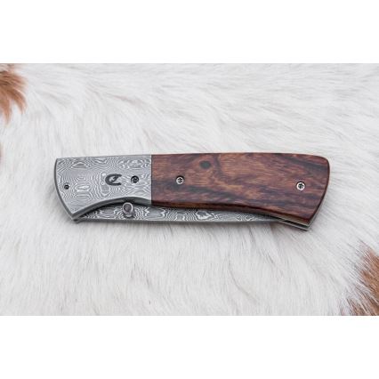 Zložljiv nož iz damaščanskega jekla 8 cm ironwood