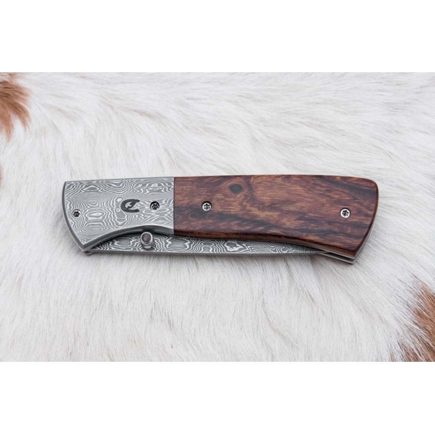 Zložljiv nož iz damaščanskega jekla 8 cm ironwood