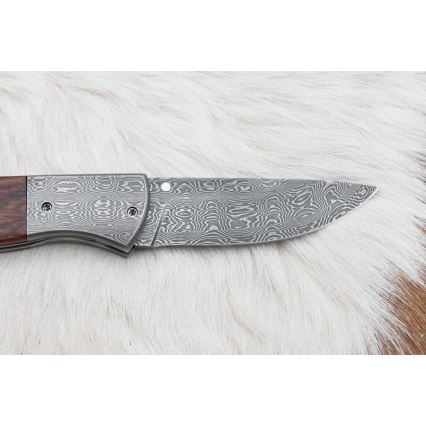 Zložljiv nož iz damaščanskega jekla 8 cm ironwood