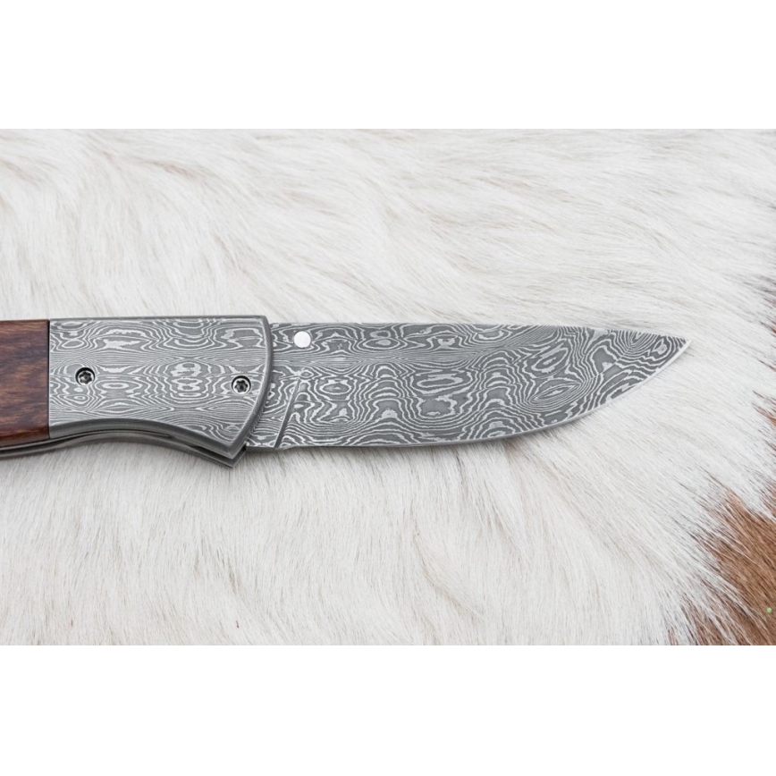 Zložljiv nož iz damaščanskega jekla 8 cm ironwood