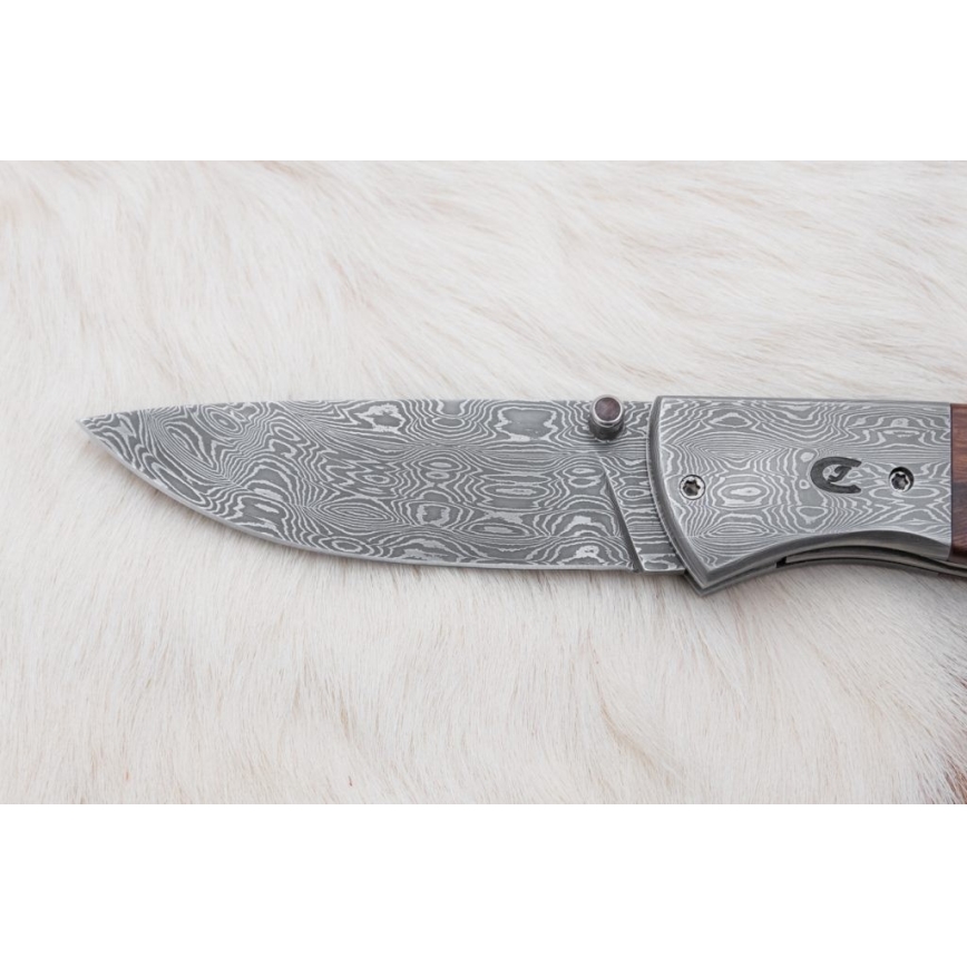 Zložljiv nož iz damaščanskega jekla 8 cm ironwood