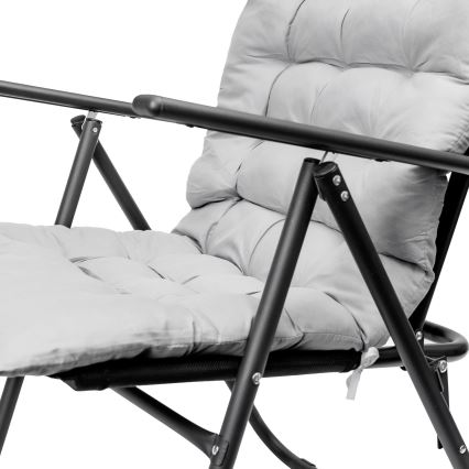 Zložljiv stol za kampiranje z mattress črna/siva