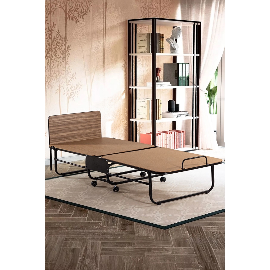 Zložljiva kovinska enojna postelja z vzmetnico HERON 80x190 cm bela