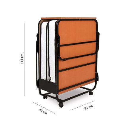 Zložljiva kovinska enojna postelja z vzmetnico HERON 80x190 cm bela