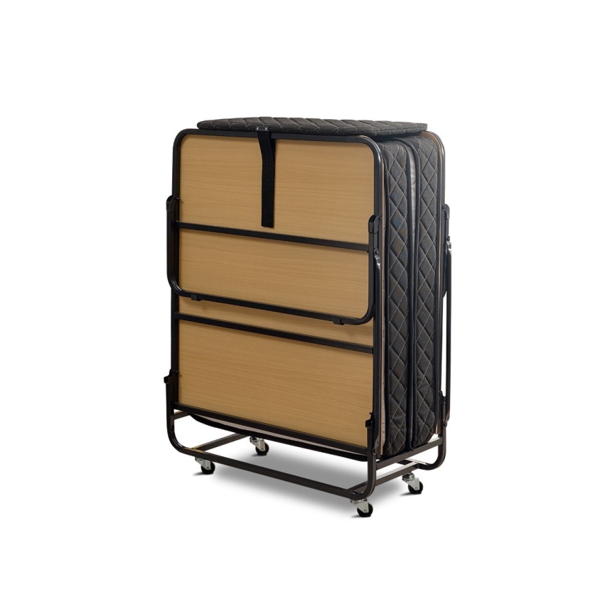 Zložljiva kovinska enojna postelja z vzmetnico HERON 90x204 cm, bela, nosilnost 120 kg