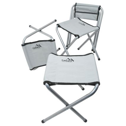 Zložljiva miza za kampiranje + 4x chair bela/mat krom