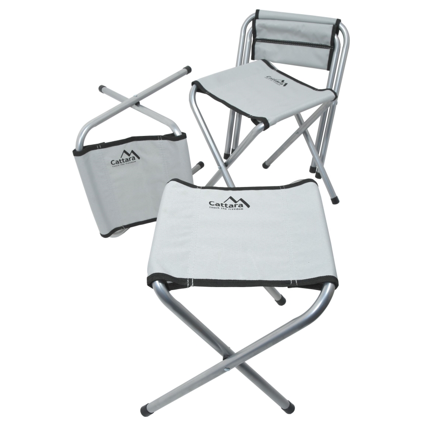 Zložljiva miza za kampiranje + 4x chair bela/mat krom