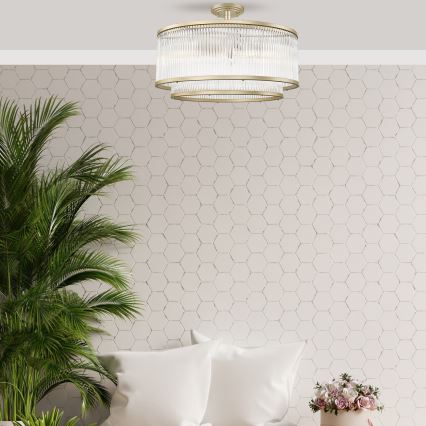 Zuma Line - Površinsko montiran stropni lestenec 6xE14/60W/230V medenina