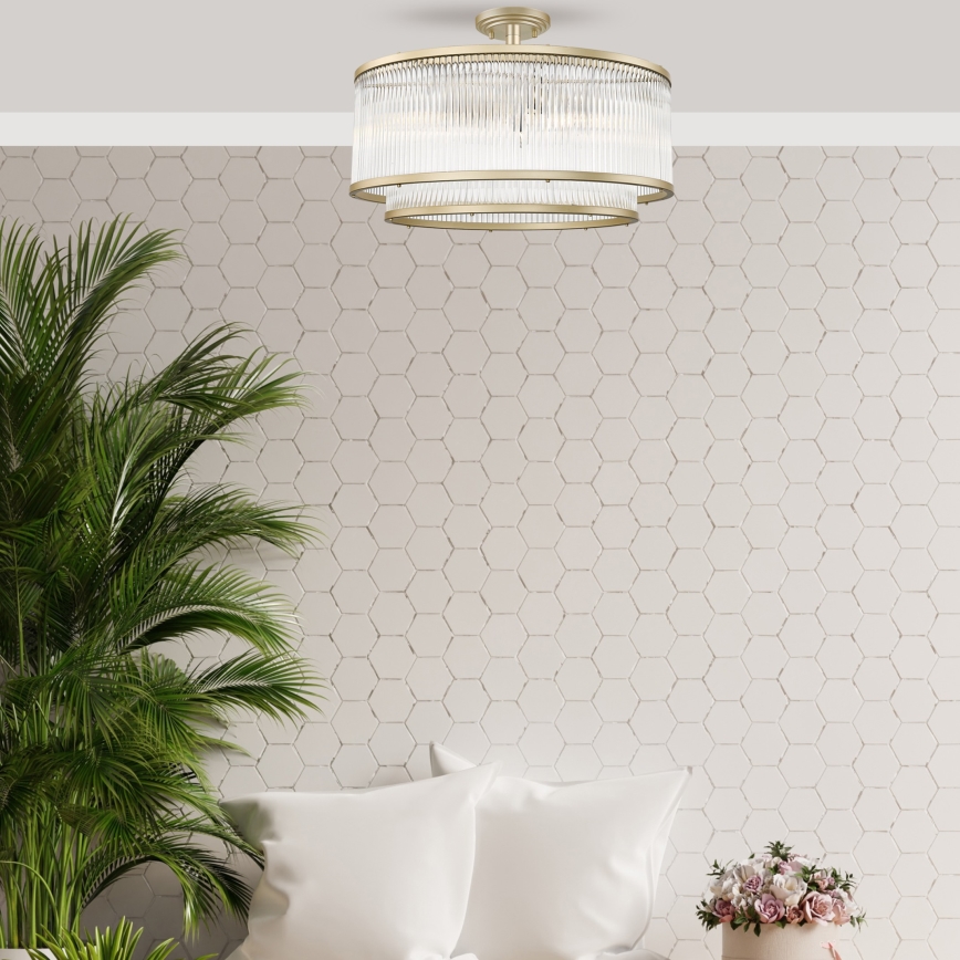 Zuma Line - Površinsko montiran stropni lestenec 6xE14/60W/230V medenina