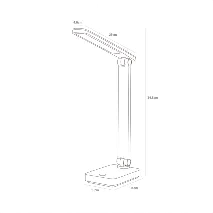 Zuma Line - LED Polnilna namizna svetilka LED/8W/1200 mAh 3000/4500/6000K CRI 90 bela
