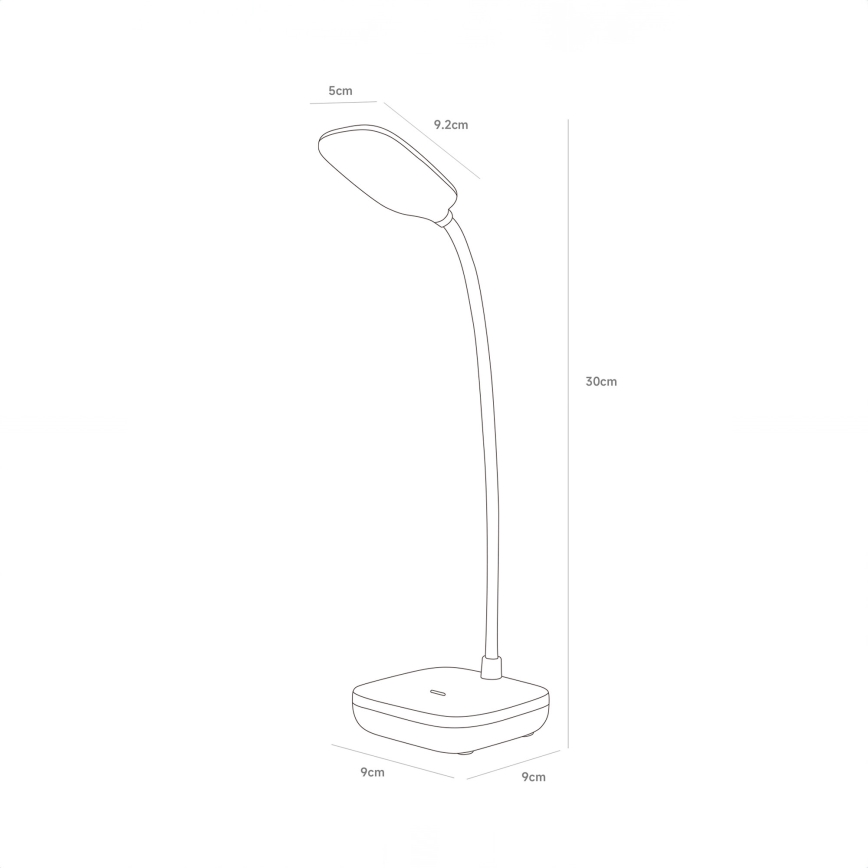 Zuma Line - LED Polnilna namizna svetilka LED/7W/1200 mAh 3000/4500/6000K CRI 90 bela