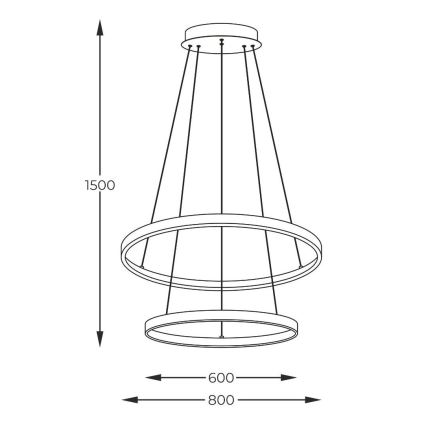 Zuma Line - LED Lestenec na vrvici LED/60W/230V 3000/4000/6000K pr. 80 cm črna